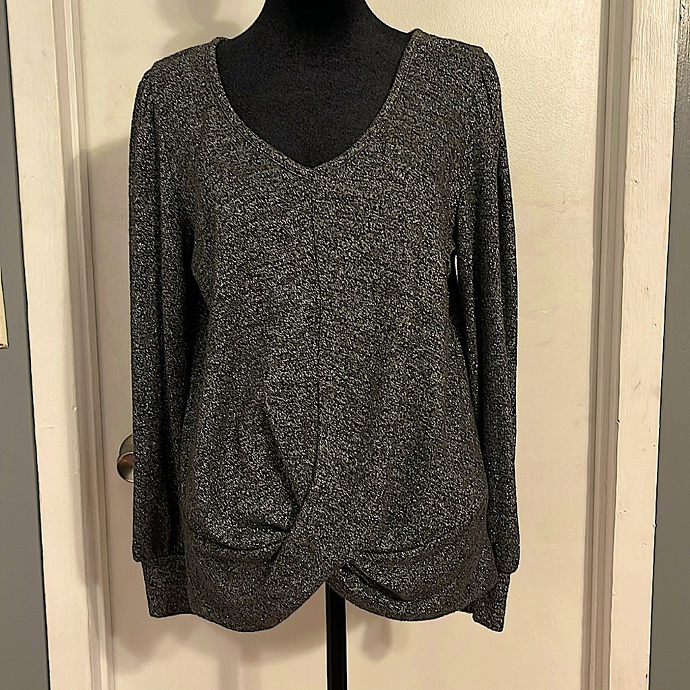 Maurices Shiny Black Blouse. Size Medium. Worn a couple of times.